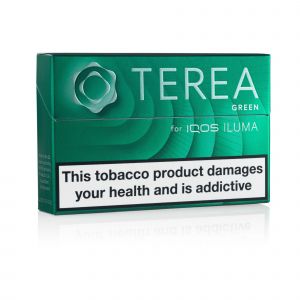 A closed pack of IQOS Terea Green sticks